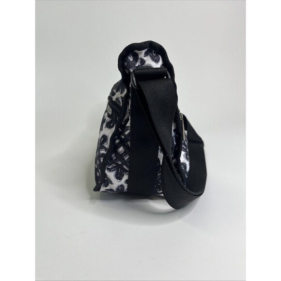 LeSportsac Black White Geometric Shoulder Bag Nylon Zip Handbag Purse - Picture 4 of 8